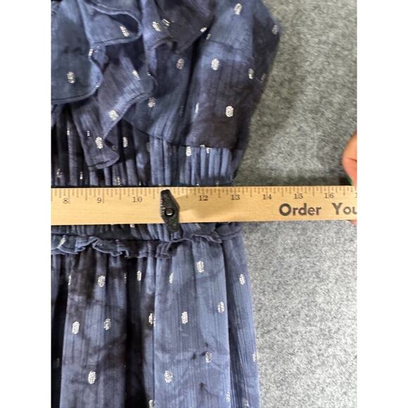 INC International Concepts Dress‎ Women M Blue Sleeveless Tiered Chiffon Ruffle - Picture 4 of 8